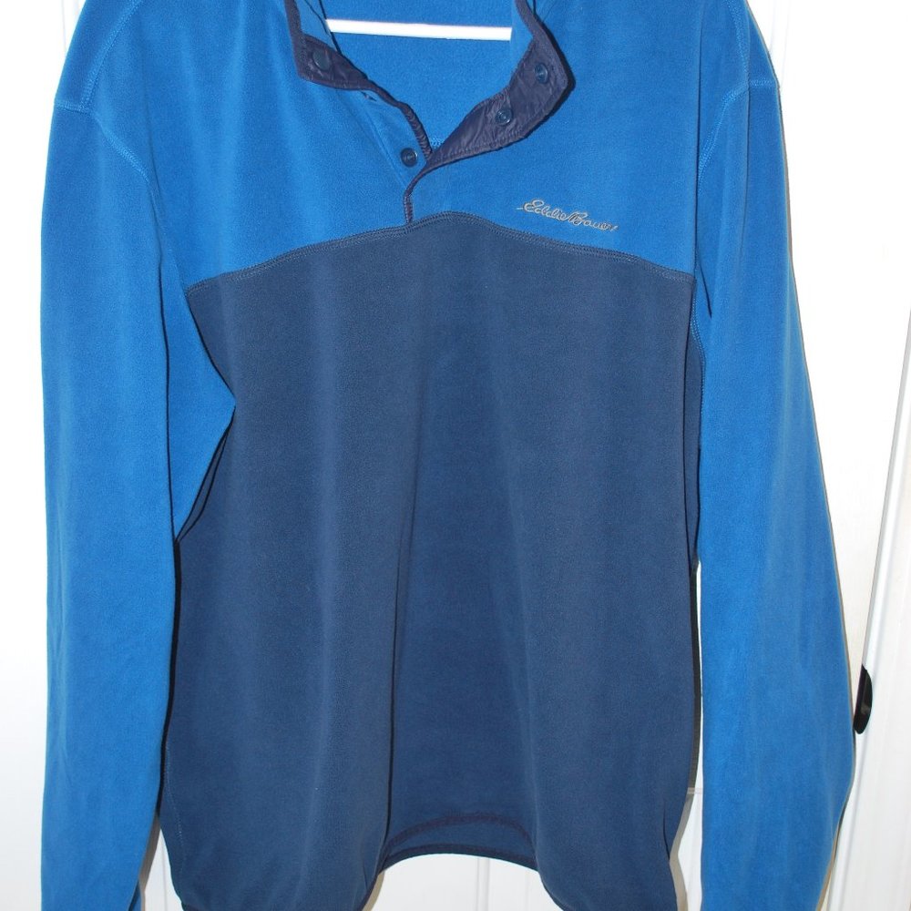 Eddie Bauer Men's Blue Fleece Pullover 1/4 snap Large L/R